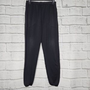 Polartec Cotton Elastic Waist Fleece Thermal Jogger Pants Black Size Medium